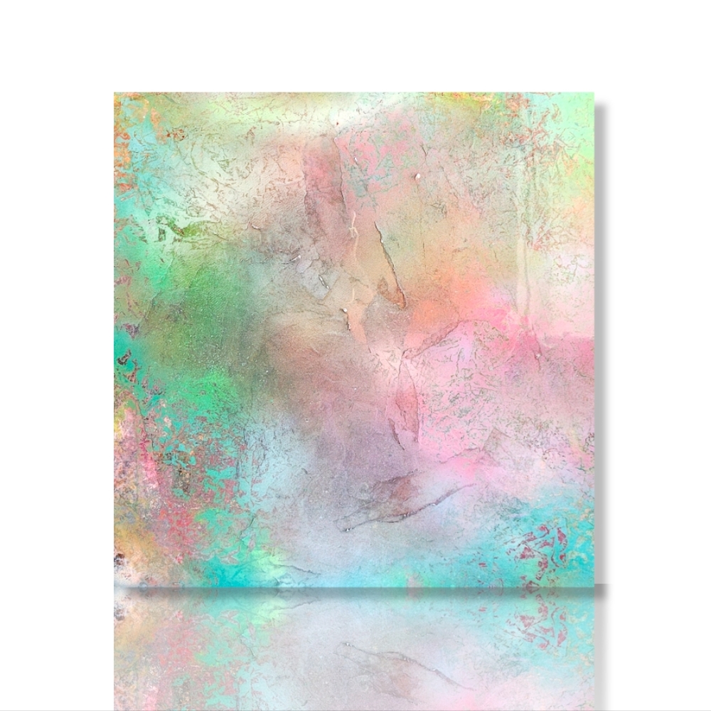 Original Decollage Painting Gallery Wrap Canvas Epoxy Resin Mixed Media, 12x12"